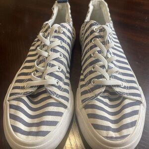 Skechers Navy and White Striped Sneakers